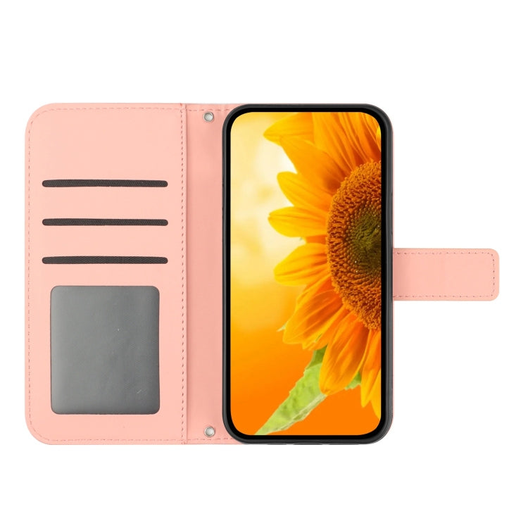 For iPhone SE 2024 Skin Feel Sun Flower Embossed Flip Leather Phone Case with Lanyard(Pink) - More iPhone Cases by buy2fix | Online Shopping UK | buy2fix