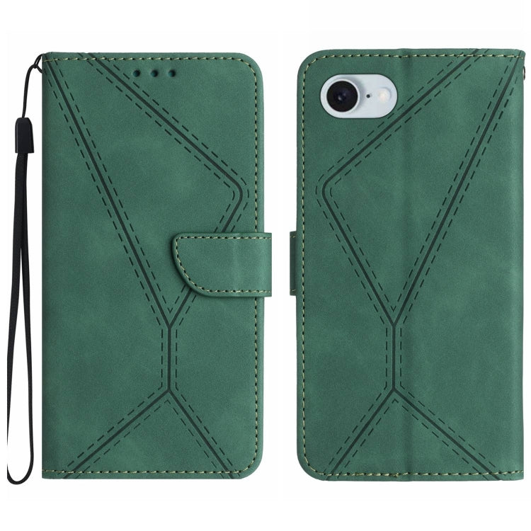 For iPhone SE 2024 Stitching Embossed Leather Phone Case(Green) - More iPhone Cases by buy2fix | Online Shopping UK | buy2fix