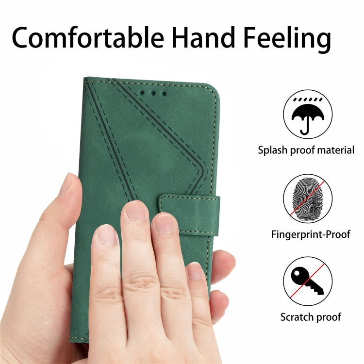 For iPhone 16 Pro Stitching Embossed Leather Phone Case(Green) - iPhone 16 Pro Cases by buy2fix | Online Shopping UK | buy2fix