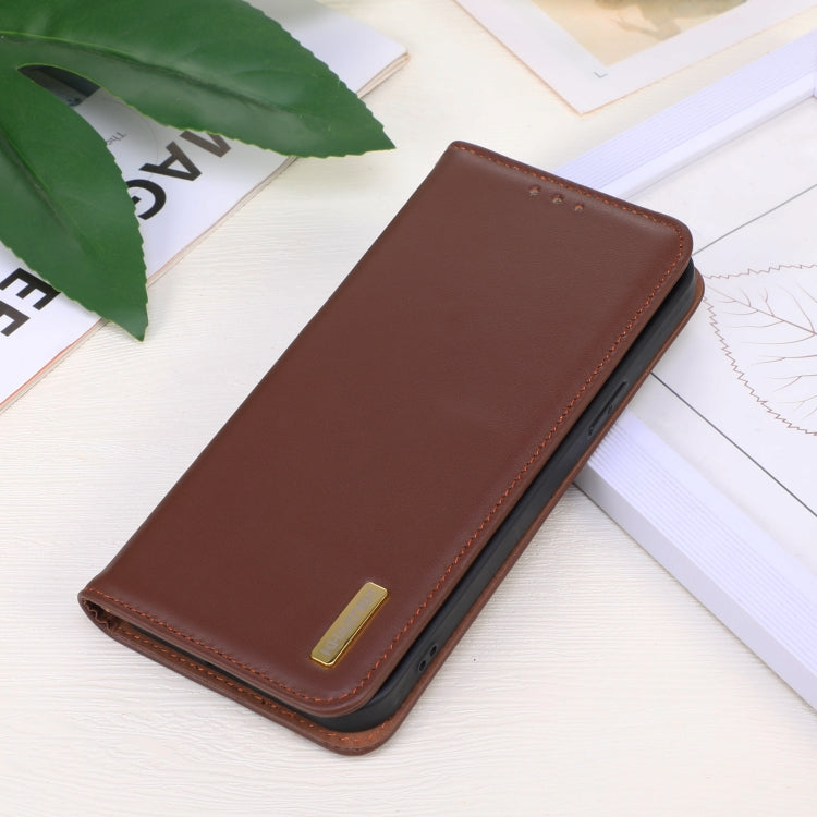 For iPhone 16 Pro KHAZNEH Nappa Top Layer Cowhide Leather Phone Case(Brown) - iPhone 16 Pro Cases by buy2fix | Online Shopping UK | buy2fix