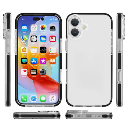 For iPhone 16 Plus Two-color Shockproof High Transparency TPU Phone Case(Black) - iPhone 16 Plus Cases by buy2fix | Online Shopping UK | buy2fix