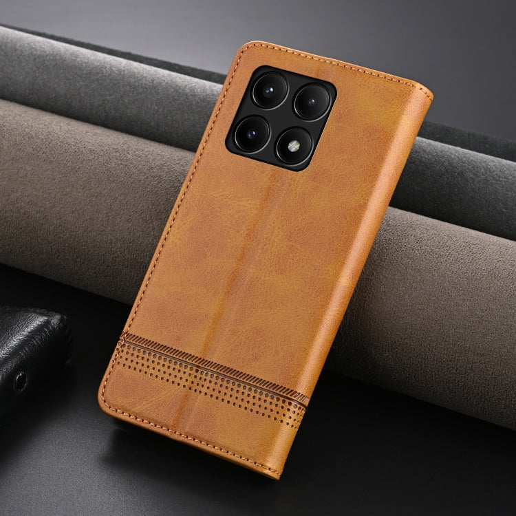 For Xiaomi Redmi K70/K70 Pro AZNS Magnetic Calf Texture Flip Leather Phone Case(Light Brown) - K70 Pro Cases by AZNS | Online Shopping UK | buy2fix