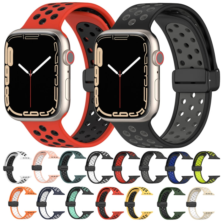 For Apple Watch 4 44mm Magnetic Buckle Silicone Watch Band(Olive Black) - Watch Bands by buy2fix | Online Shopping UK | buy2fix