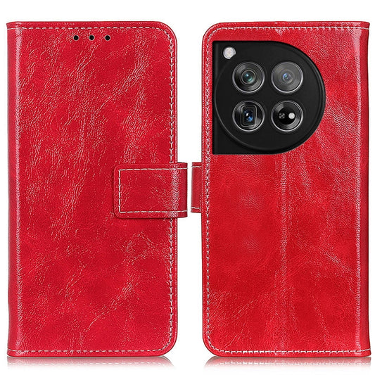 For OnePlus 12 Retro Crazy Horse Texture Leather Phone Case(Red) - OnePlus Cases by buy2fix | Online Shopping UK | buy2fix