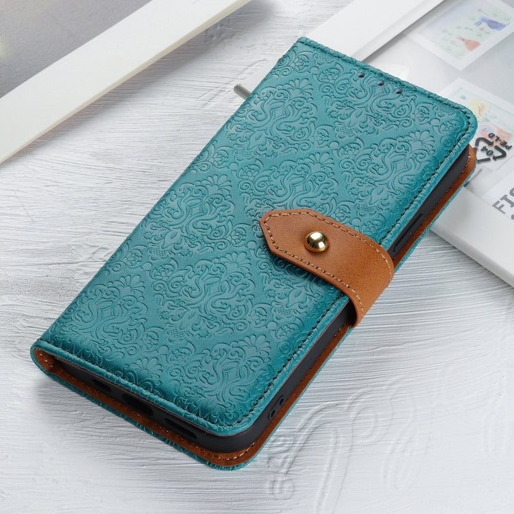 For OnePlus 12 European Floral Embossed Flip Leather Phone Case(Blue) - OnePlus Cases by buy2fix | Online Shopping UK | buy2fix