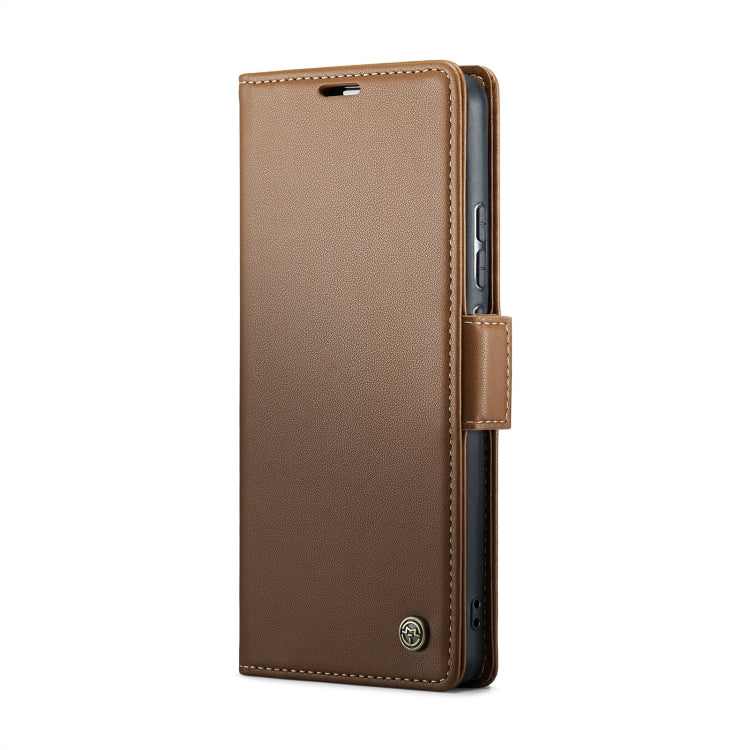 For Realme 10 Pro+ CaseMe 023 Butterfly Buckle Litchi Texture RFID Anti-theft Leather Phone Case(Brown) - Realme Cases by CaseMe | Online Shopping UK | buy2fix