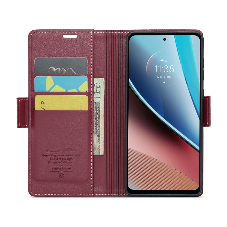 For Motorola Moto G Stylus 5G 2023 CaseMe 023 Butterfly Buckle Litchi Texture RFID Anti-theft Leather Phone Case(Wine Red) - Motorola Cases by CaseMe | Online Shopping UK | buy2fix