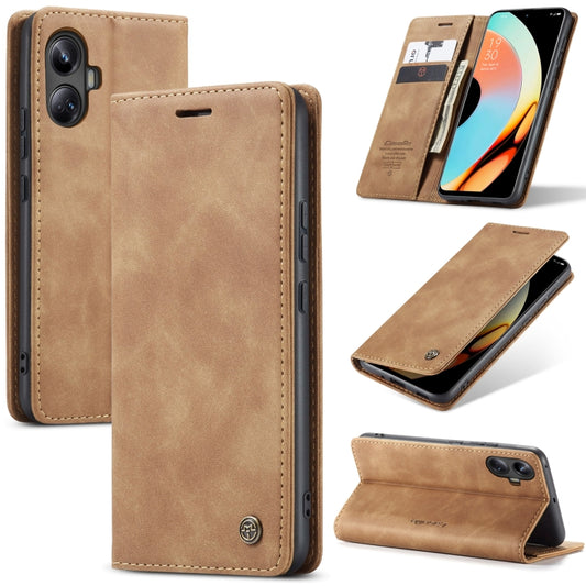 For Realme 10 Pro+ CaseMe 013 Multifunctional Horizontal Flip Leather Phone Case(Brown) - Realme Cases by CaseMe | Online Shopping UK | buy2fix