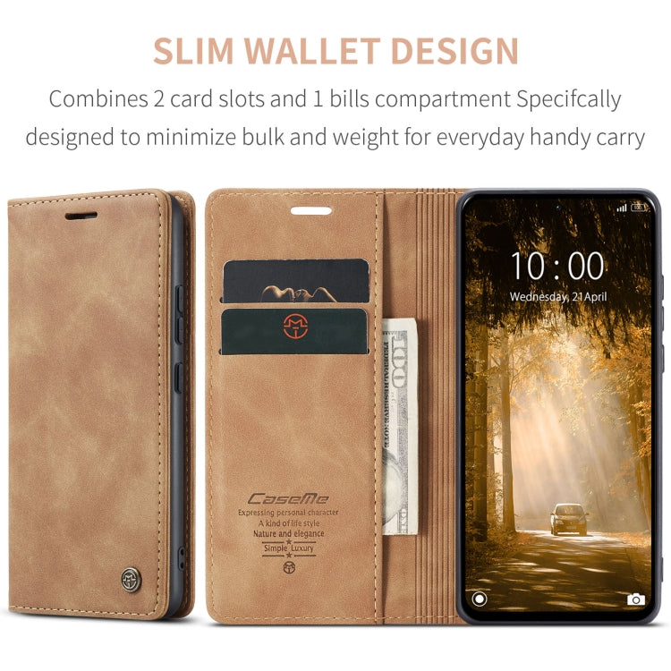 For Xiaomi Redmi Note 13 4G CaseMe 013 Multifunctional Horizontal Flip Leather Phone Case(Brown) - Xiaomi Cases by CaseMe | Online Shopping UK | buy2fix