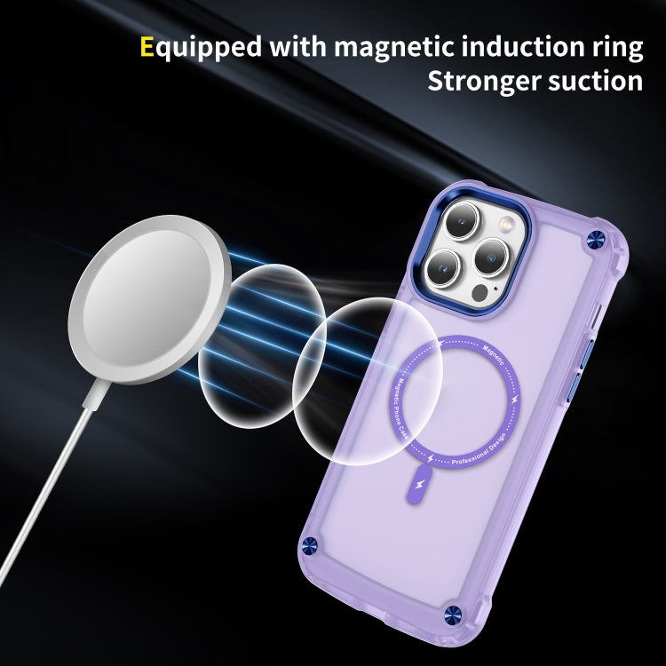 For iPhone 16 Pro Skin Feel TPU + PC MagSafe Magnetic Phone Case(Transparent Purple) - iPhone 16 Pro Cases by buy2fix | Online Shopping UK | buy2fix