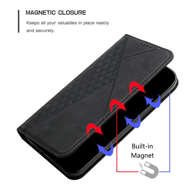 For Xiaomi Redmi 13C Diamond Splicing Skin Feel Magnetic Leather Phone Case(Black) - 13C Cases by buy2fix | Online Shopping UK | buy2fix