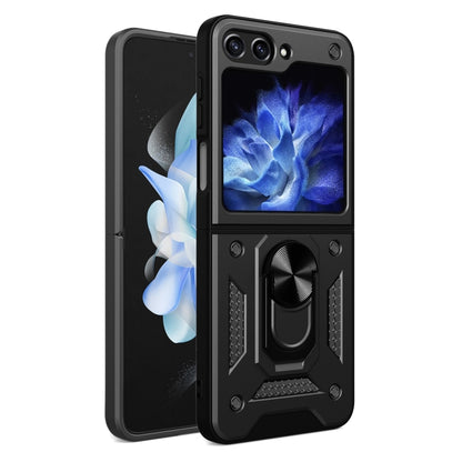 For Samsung Galaxy Z Flip6 Armor Magnetic Bracket TPU+PC Phone Case(Black) - Galaxy Z Flip6 5G Cases by buy2fix | Online Shopping UK | buy2fix