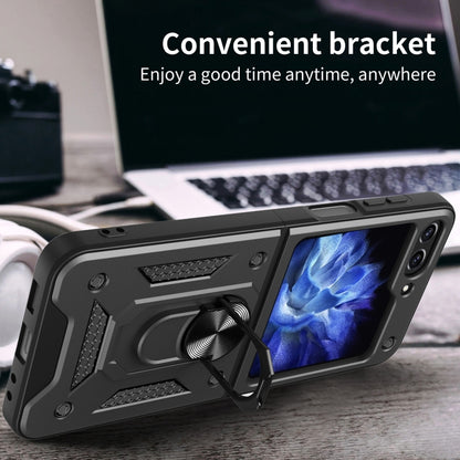 For Samsung Galaxy Z Flip6 Armor Magnetic Bracket TPU+PC Phone Case(Black) - Galaxy Z Flip6 5G Cases by buy2fix | Online Shopping UK | buy2fix