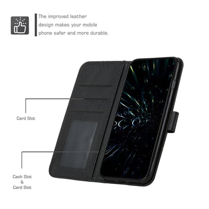 For Xiaomi Redmi K70E Stitching Calf Texture Buckle Leather Phone Case(Black) - K70E Cases by buy2fix | Online Shopping UK | buy2fix