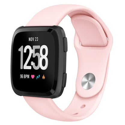 For Fitbit Versa 2 / Fitbit Versa / Fitbit Versa Lite Solid Color Silicone Watch Band, Size:L(Pink) - Watch Bands by buy2fix | Online Shopping UK | buy2fix