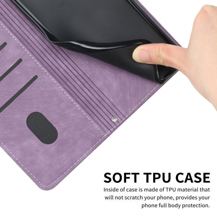 For Xiaomi Redmi K70 / K70 Pro Skin Feel Stripe Pattern Leather Phone Case with Long Lanyard(Purple) - K70 Pro Cases by buy2fix | Online Shopping UK | buy2fix