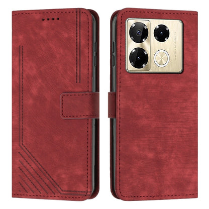 For Infinix Note 40 Pro 4G / 5G Skin Feel Stripe Pattern Leather Phone Case with Lanyard(Red) - Infinix Cases by buy2fix | Online Shopping UK | buy2fix