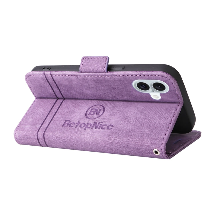 For iPhone 16 Plus BETOPNICE Dual-side Buckle Leather Phone Case(Purple) - iPhone 16 Plus Cases by BETOPNICE | Online Shopping UK | buy2fix