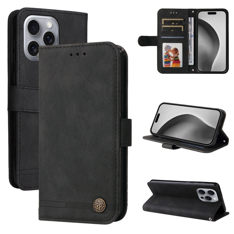 For iPhone 16 Pro Max Skin Feel Life Tree Leather Phone Case(Black) - iPhone 16 Pro Max Cases by buy2fix | Online Shopping UK | buy2fix