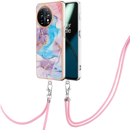 For OnePlus 11 Electroplating IMD TPU Phone Case with Lanyard(Blue Marble) - OnePlus Cases by buy2fix | Online Shopping UK | buy2fix