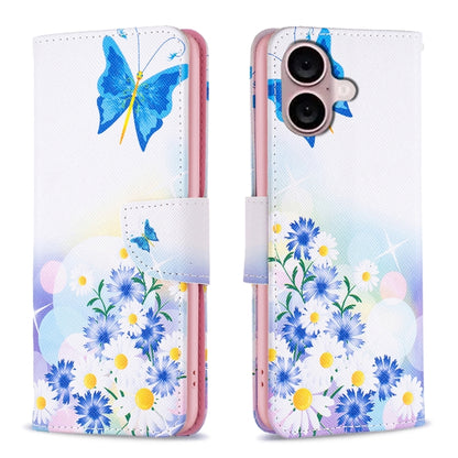 For iPhone 16 Plus Colored Drawing Pattern Leather Phone Case(Butterfly Love) - iPhone 16 Plus Cases by buy2fix | Online Shopping UK | buy2fix