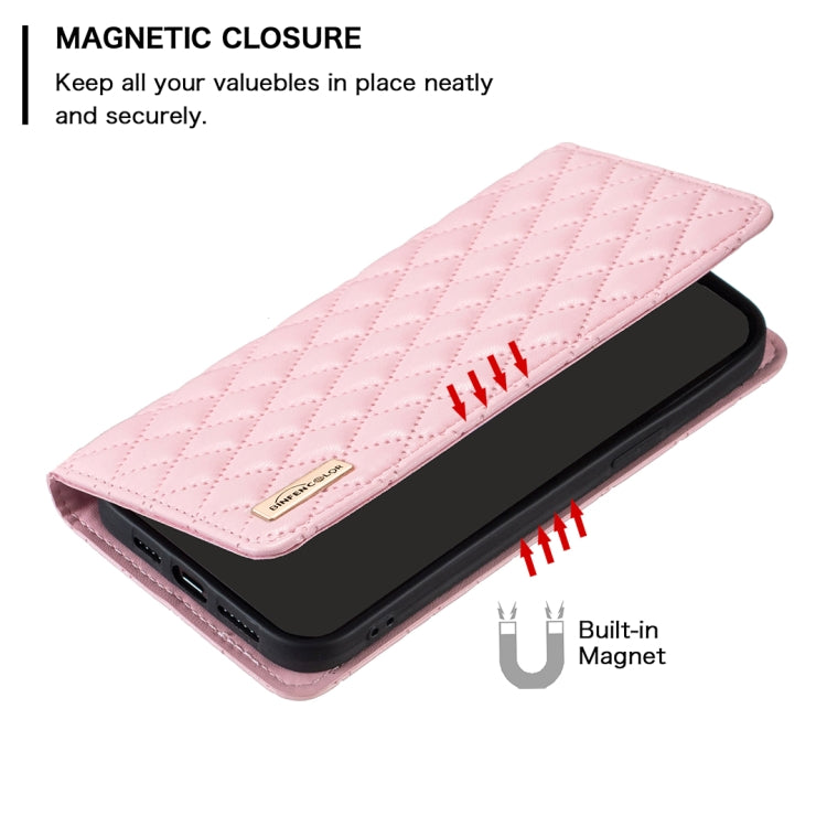 For iPhone 16 Pro Diamond Lattice Magnetic Leather Flip Phone Case(Pink) - iPhone 16 Pro Cases by buy2fix | Online Shopping UK | buy2fix