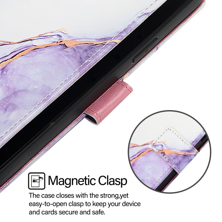 For iPhone 16 Pro PT003 Marble Pattern Flip Leather Phone Case(White Purple LS006) - iPhone 16 Pro Cases by buy2fix | Online Shopping UK | buy2fix