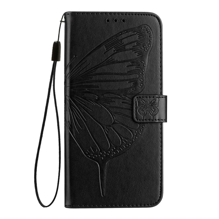 For iPhone 16 Pro Max Embossed Butterfly Leather Phone Case(Black) - iPhone 16 Pro Max Cases by buy2fix | Online Shopping UK | buy2fix