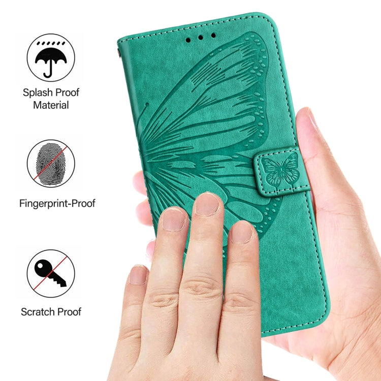 For iPhone 16 Pro Embossed Butterfly Leather Phone Case(Green) - iPhone 16 Pro Cases by buy2fix | Online Shopping UK | buy2fix