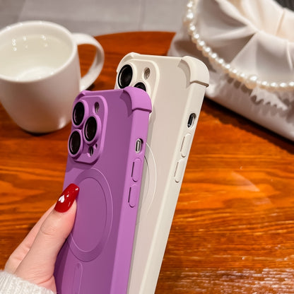 For iPhone 13 Pro Four-corner Shockproof Skin Feel MagSafe Magnetic Phone Case(Purple) - iPhone 13 Pro Cases by buy2fix | Online Shopping UK | buy2fix