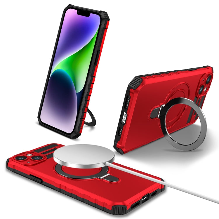 For iPhone 15 Plus MagSafe Magnetic Holder Phone Case(Red) - iPhone 15 Plus Cases by buy2fix | Online Shopping UK | buy2fix