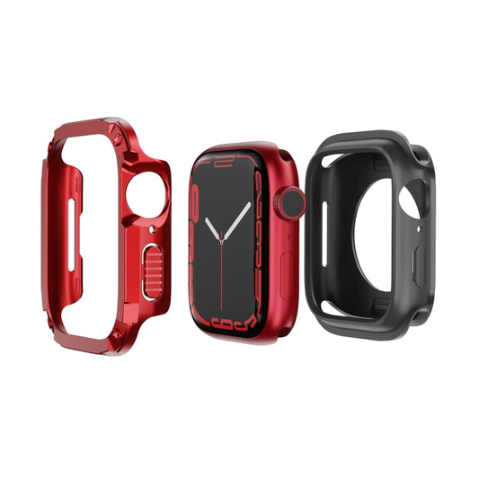 For Apple Watch Series 8 / 7 41mm 2-in-1 PC Hybrid TPU Armor Watch Case(Red) - Watch Cases by buy2fix | Online Shopping UK | buy2fix