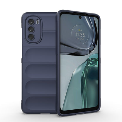 For Motorola Moto G62 5G Magic Shield TPU + Flannel Phone Case(Dark Blue) - Motorola Cases by buy2fix | Online Shopping UK | buy2fix