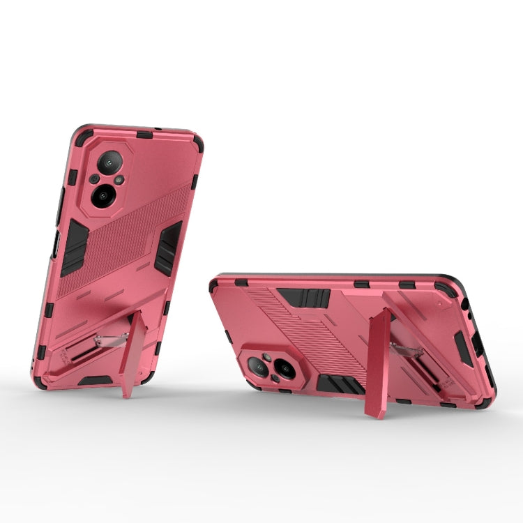 For Realme C67 4G Global Punk Armor 2 in 1 PC + TPU Phone Case with Holder(Light Red) - Realme Cases by buy2fix | Online Shopping UK | buy2fix