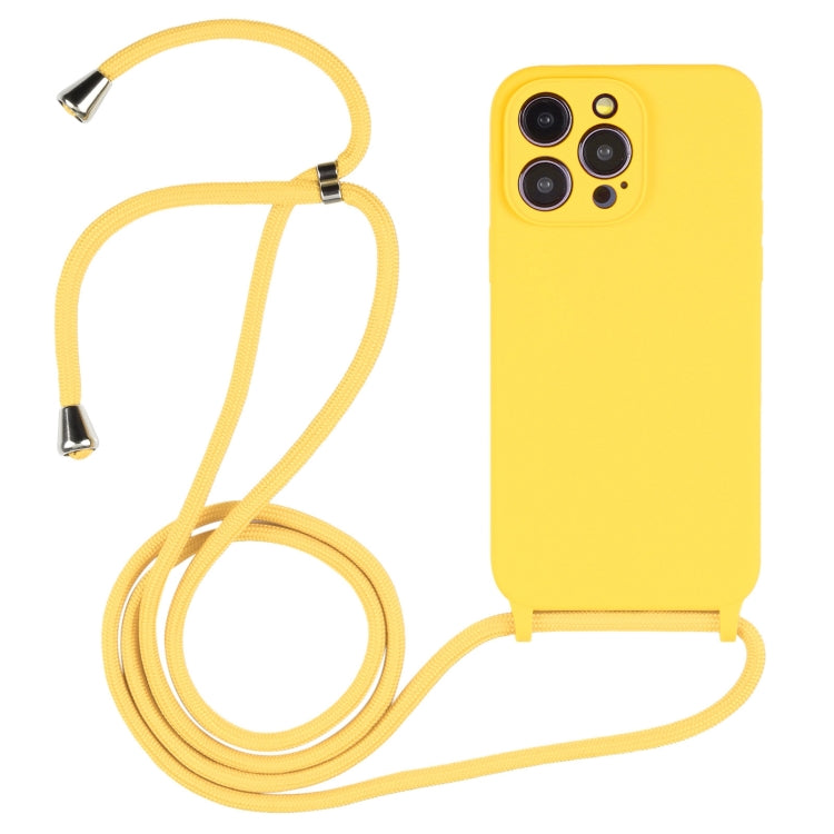 For iPhone 16 Pro Crossbody Lanyard Liquid Silicone Case(Yellow) - iPhone 16 Pro Cases by buy2fix | Online Shopping UK | buy2fix