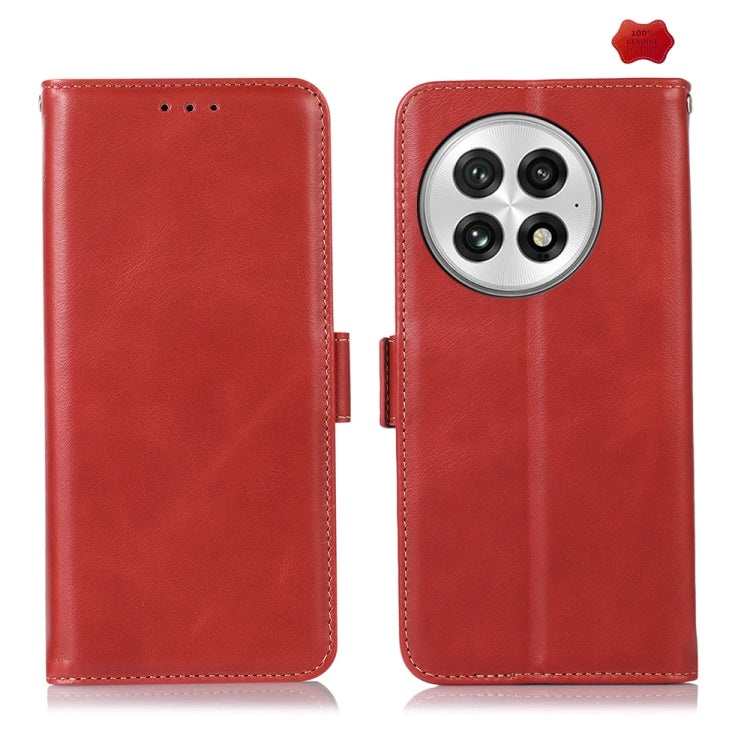 For OnePlus Nord 13 Magnetic Crazy Horse Texture Genuine Leather RFID Phone Case(Red) - OnePlus Cases by buy2fix | Online Shopping UK | buy2fix