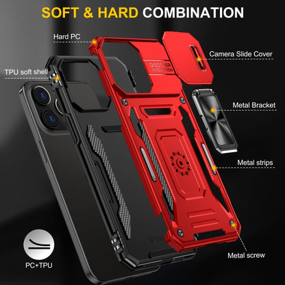 For iPhone 16 Pro Armor PC + TPU Camera Shield Phone Case(Red) - iPhone 16 Pro Cases by buy2fix | Online Shopping UK | buy2fix