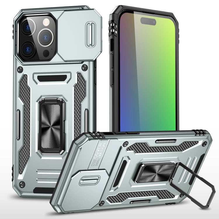 For iPhone 16 Pro Armor PC + TPU Camera Shield Phone Case(Grey) - iPhone 16 Pro Cases by buy2fix | Online Shopping UK | buy2fix