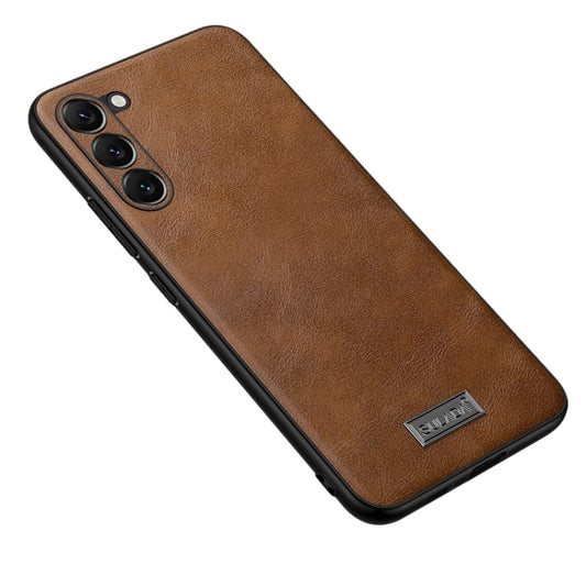 For Samsung Galaxy S23 5G SULADA Shockproof TPU + Handmade Leather Phone Case(Brown) - Galaxy S23 5G Cases by SULADA | Online Shopping UK | buy2fix