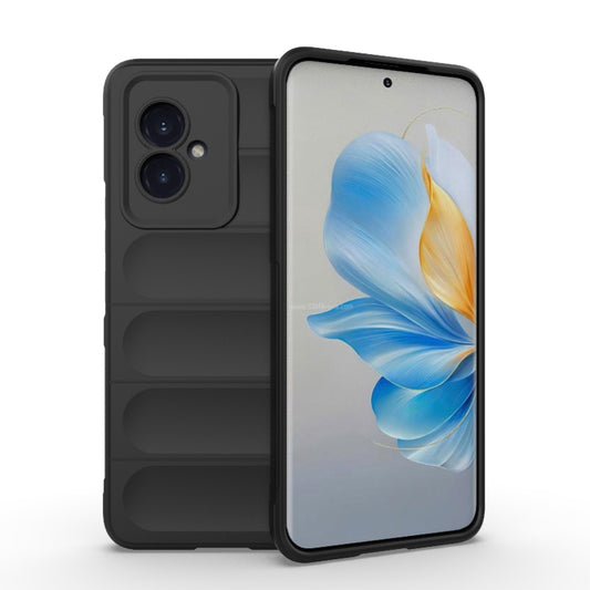 For Honor 100 5G Magic Shield TPU + Flannel Phone Case(Black) - Honor Cases by buy2fix | Online Shopping UK | buy2fix