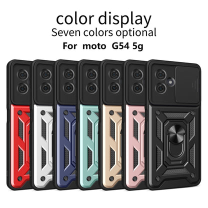 For Motorola Moto G54 5G EU Sliding Camera Cover Design TPU Hybrid PC Phone Case(Blue) - Motorola Cases by buy2fix | Online Shopping UK | buy2fix