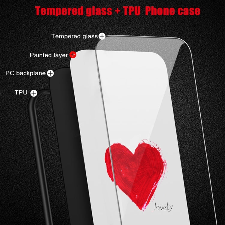 For iPhone 16 Colorful Painted Glass Phone Case(Black Love) - iPhone 16 Cases by buy2fix | Online Shopping UK | buy2fix