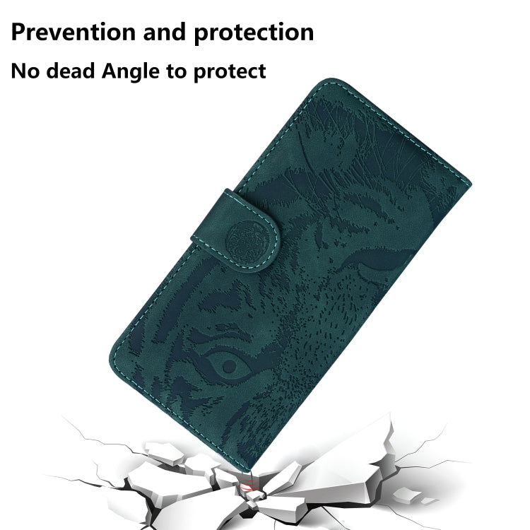 For iPhone SE 2024 Tiger Embossing Pattern Leather Phone Case(Green) - More iPhone Cases by buy2fix | Online Shopping UK | buy2fix