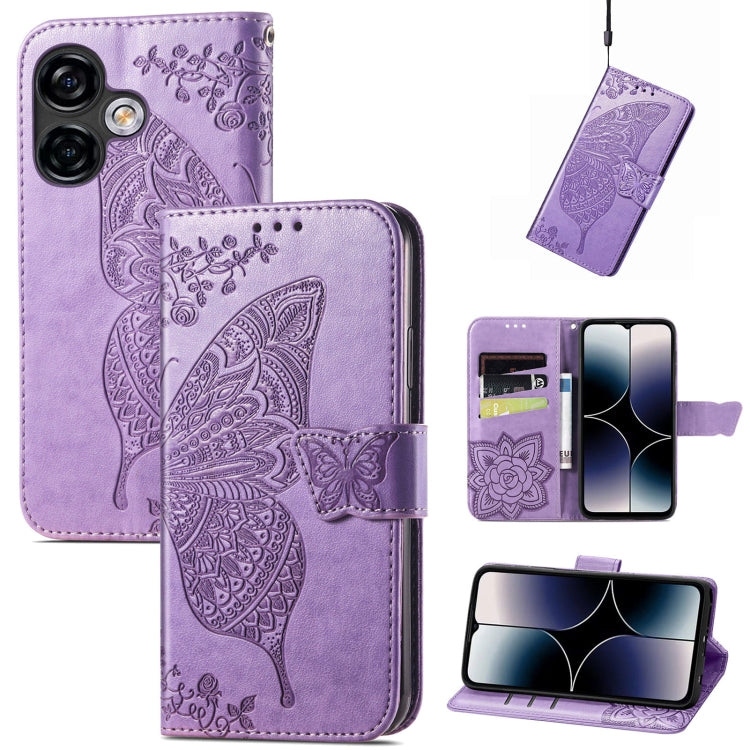 For Ulefone Note 16 Pro Butterfly Love Flower Embossed Leather Phone Case(Light Purple) - Ulefone Cases by buy2fix | Online Shopping UK | buy2fix