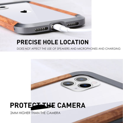 For iPhone 11 Pro Max R-JUST Metal + Wood Frame Protective Case - iPhone 11 Pro Max Cases by R-JUST | Online Shopping UK | buy2fix