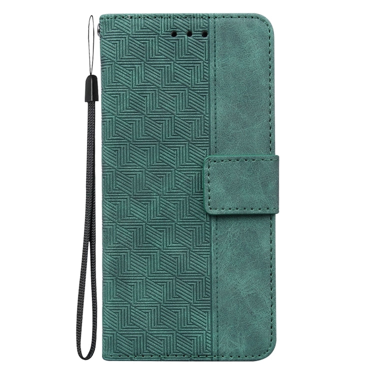 For iPhone 16 Plus Geometric Embossed Leather Phone Case(Green) - iPhone 16 Plus Cases by buy2fix | Online Shopping UK | buy2fix