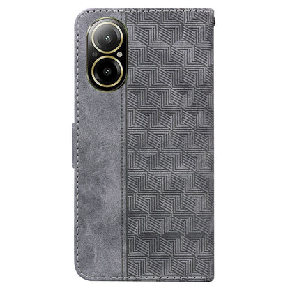 For Realme C67 4G Global Geometric Embossed Leather Phone Case(Grey) - C67 Cases by buy2fix | Online Shopping UK | buy2fix