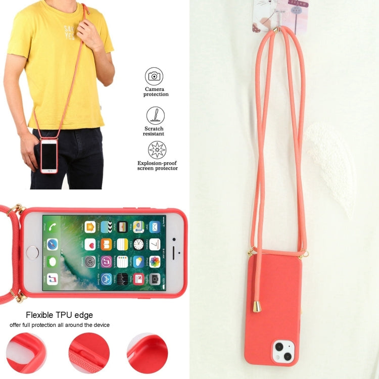 For iPhone 16 Pro Max Wheat Straw TPU Shockproof Phone Case with Neck Lanyard(Red) - iPhone 16 Pro Max Cases by buy2fix | Online Shopping UK | buy2fix