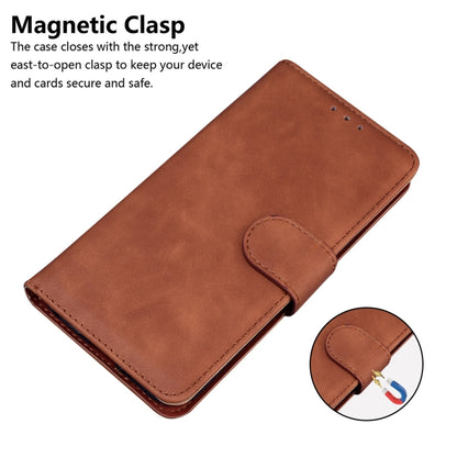 For Xiaomi Redmi Note 13 5G Skin Feel Pure Color Flip Leather Phone Case(Brown) - Note 13 Cases by buy2fix | Online Shopping UK | buy2fix