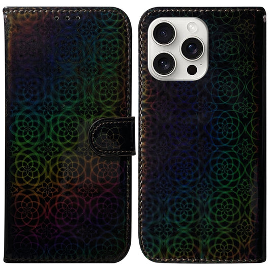 For iPhone 16 Pro Colorful Magnetic Buckle Leather Phone Case(Black) - iPhone 16 Pro Cases by buy2fix | Online Shopping UK | buy2fix